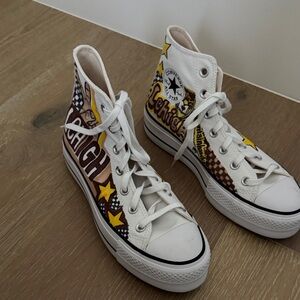 New Converse White High-Tops w/ Lehigh Yellow & Brown Graphics!! Tailgate ready!
